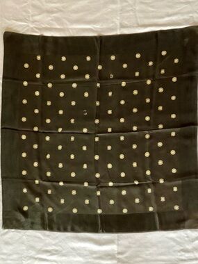 Vintage Silk Jacquard Polka Dot Scarf | Hand-Rolled Edges | 28" x 28"